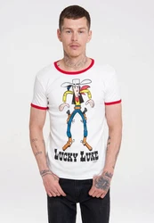 LOGOSHIRT T-Shirt Lucky Luke Rot/Weiß/Hellblau/Beige
