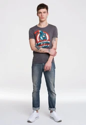 LOGOSHIRT T-Shirt Captain America Retro-Frontprint Dunkelgrau/Grau/Hellgrau/Dunkelgrün/Rot