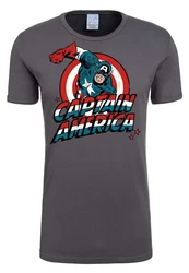 LOGOSHIRT T-Shirt Captain America Retro-Frontprint Dunkelgrau/Grau/Hellgrau/Dunkelgrün/Rot