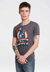 LOGOSHIRT T-Shirt Captain America Retro-Frontprint Dunkelgrau/Grau/Hellgrau/Dunkelgrün/Rot