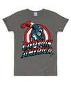 LOGOSHIRT T-Shirt Captain America Retro-Frontprint Dunkelgrau/Grau/Hellgrau/Dunkelgrün/Rot