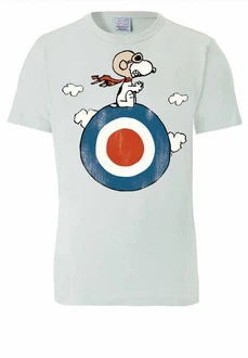LOGOSHIRT T-Shirt Peanuts Snoopy Pilot Hellblau/Grau/Silber/Blau/Schwarz/Creme