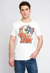 LOGOSHIRT T-Shirt Tom & Jerry - Logo mit Print Weiß/Grau