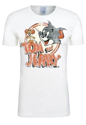 LOGOSHIRT T-Shirt Tom & Jerry - Logo mit Print Weiß/Grau