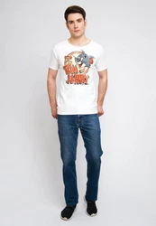 LOGOSHIRT T-Shirt Tom & Jerry - Logo mit Print Weiß/Grau