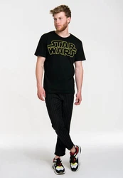 LOGOSHIRT T-Shirt Krieg der Sterne Logo Star Wars-Schriftzug Gelb/Dunkelgrün/Schwarz