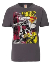 LOGOSHIRT T-Shirt Superman Dunkelgrau/Grau/Lila/Rosa/Hellgrau