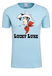 LOGOSHIRT T-Shirt Lucky Luke Portrait Hellblau