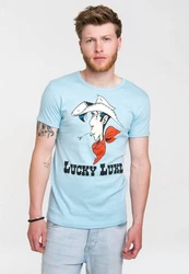 LOGOSHIRT T-Shirt Lucky Luke Portrait Hellblau