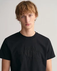 GANT Herren T-Shirt REG ARCHIVE SHIELD EMB Schwarz/Dunkelblau