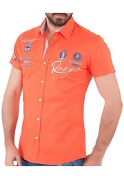 Kurzarmhemd Irvine im Slim Fit-Schnitt mit Stickerei