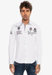 Langarmhemd Jersey City im Slim Fit-Schnitt mit Stickerei