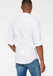 Tommy Jeans Herren Original Stretch Langarm Slim Fit Freizeithemd Weiß/Creme/Schwarz