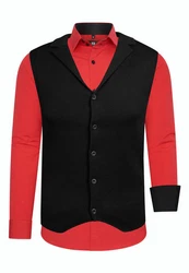Rusty Neal Langarmhemd und Weste Rot/Schwarz