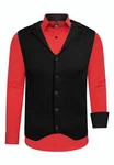 Rusty Neal Langarmhemd und Weste Rot/Schwarz