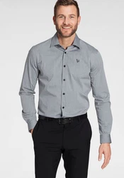 Bruno Banani Langarmhemd Grau/Rot/Dunkelgrau/Dunkelblau