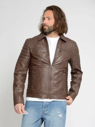 Maze Herren Lederjacke William Braun/Dunkelbraun/Grau