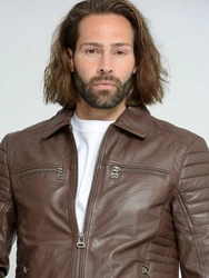 Maze Herren Lederjacke William Braun/Dunkelbraun/Grau