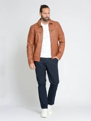 Maze Herren Lederjacke William Braun/Beige/Orange/Rot