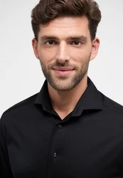Eterna Langarmhemd MODERN FIT Schwarz/Dunkelblau
