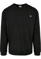 URBAN CLASSICS Longsleeve Urban Classics Herren Short Curved Oversized LS Schwarz/Dunkelblau