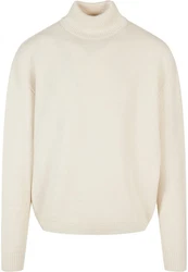 URBAN CLASSICS Rundhalspullover Oversized Roll Neck Sweater Khaki/Beige/Weiß/Creme