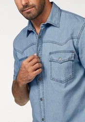Arizona Jeanshemd im Western Stil Hellblau/Blau