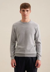 seidensticker Strickpullover Rundhals Grau/Hellgrau