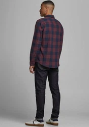 JACK & JONES Hemd 'Gingham' dunkelblau/weinrot