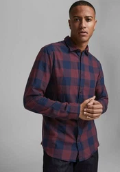 JACK & JONES Hemd 'Gingham' dunkelblau/weinrot
