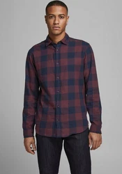 JACK & JONES Hemd 'Gingham' dunkelblau/weinrot