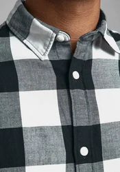 JACK & JONES Hemd 'Gingham' Weiß/Schwarz/Braun/Gelb