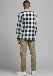JACK & JONES Hemd 'Gingham' Weiß/Schwarz/Braun/Gelb