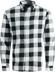 JACK & JONES Hemd 'Gingham' Weiß/Schwarz/Braun/Gelb