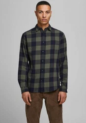 JACK & JONES Hemd 'Gingham' Dunkelgrün/Grün