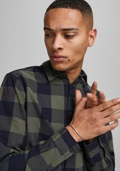JACK & JONES Hemd 'Gingham' Dunkelgrün/Grün