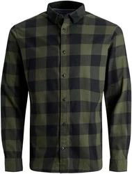 JACK & JONES Hemd 'Gingham' Dunkelgrün/Grün