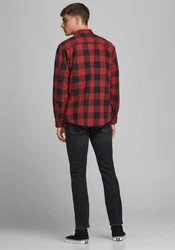 JACK & JONES Hemd 'Gingham' Dunkelrot/Rot/Braun