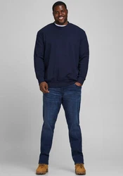 Jack & Jones Plus Sweatshirt BASIC SWEAT CREW NECK dunkelblau