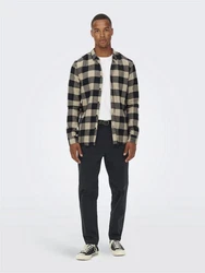 Only & Sons Hemd Gudmund Schwarz/Beige