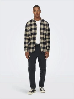 Only & Sons Hemd Gudmund Schwarz/Beige