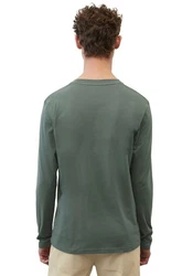 Marc O'Polo Shirt (GOTS) mit dezentem Logo-Print vorne Khaki/Dunkelgrün