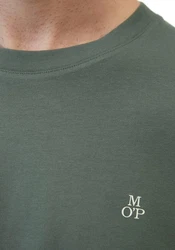 Marc O'Polo Shirt (GOTS) mit dezentem Logo-Print vorne Khaki/Dunkelgrün