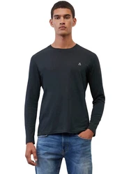 Marc O'Polo Shirt (GOTS) mit dezentem Logo-Print vorne Schwarz/Dunkelblau/Blau