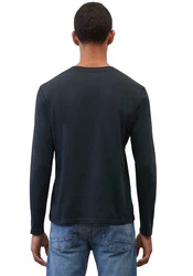 Marc O'Polo Shirt (GOTS) mit dezentem Logo-Print vorne Schwarz/Dunkelblau/Blau