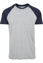 URBAN CLASSICS T-Shirt Raglan Contrast Tee (1-tlg) Grau/Hellgrau/Dunkelblau
