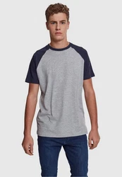 URBAN CLASSICS T-Shirt Raglan Contrast Tee (1-tlg) Grau/Hellgrau/Dunkelblau