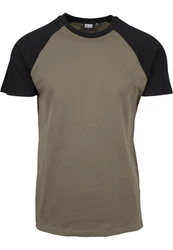 URBAN CLASSICS T-Shirt Raglan Contrast Tee (1-tlg) Dunkelgrün/Khaki