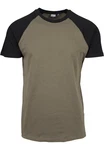 URBAN CLASSICS T-Shirt Raglan Contrast Tee (1-tlg) Dunkelgrün/Khaki
