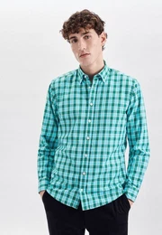 Businesshemd Schwarze Rose Regular Langarm Button-Down-Kragen Karo